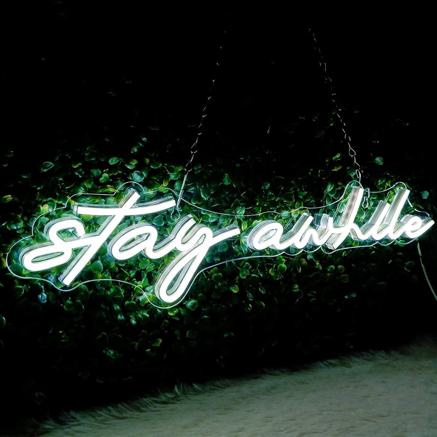 لافتات نيون 'Stay Awhile' مع إ - مراجعة Neon Sign Party وسعره