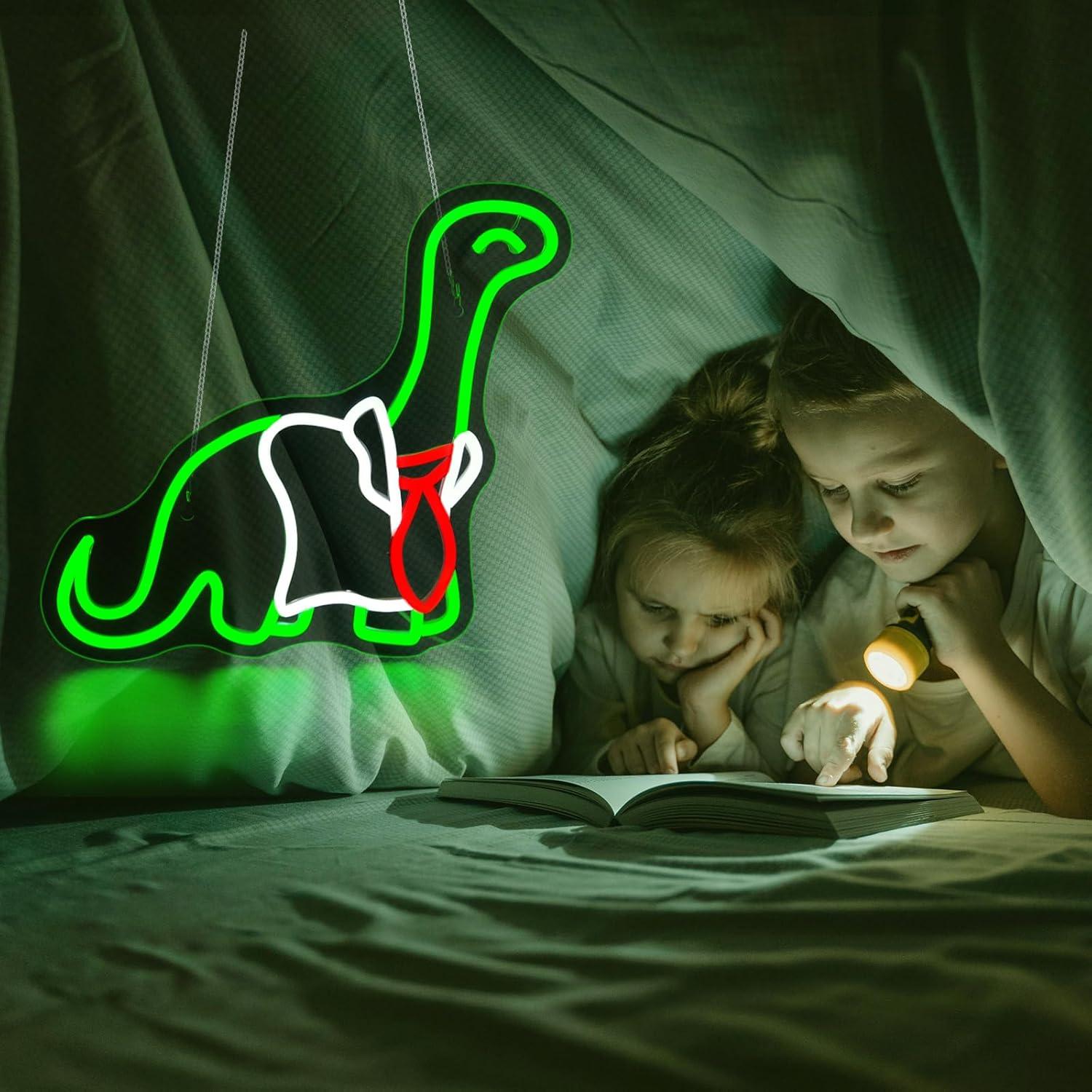 لافتة نيون على شكل ديناصور مع  - مراجعة Neon Sign Party وسعره